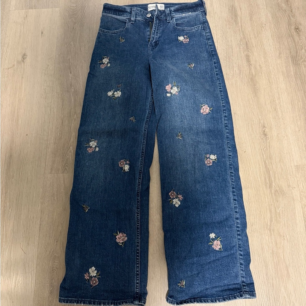 Girls Aberocombie Embroidered Blue Jeans
